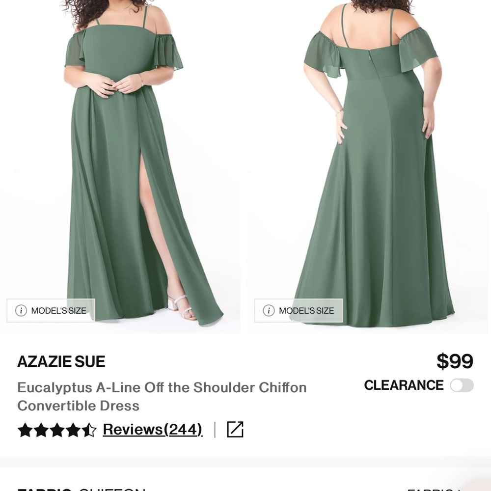Azazie Sue Eucalyptus Off-Shoulder Maxi Dress